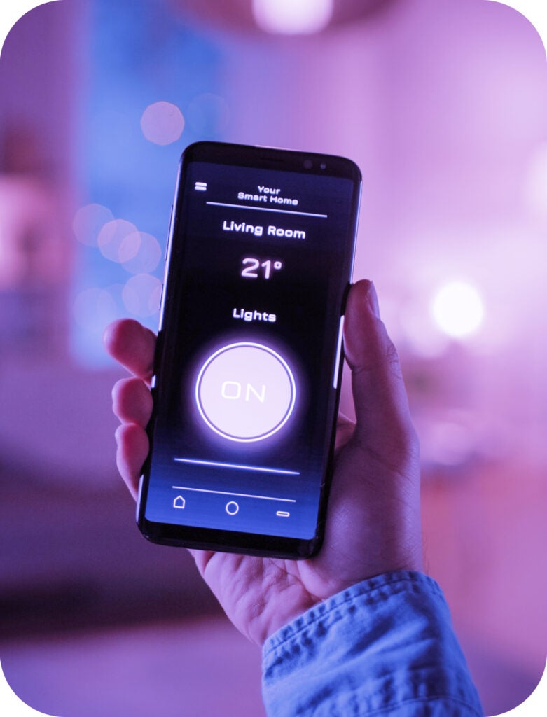 Close Up Shot of a Smartphone with Active Smart Home Application