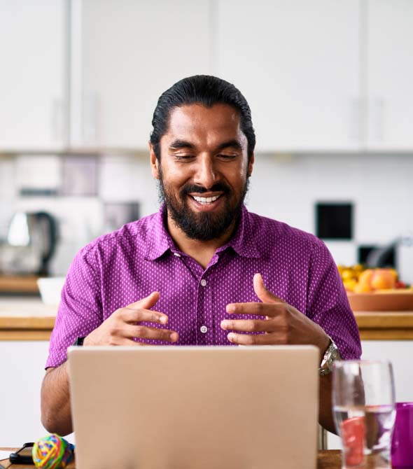 man on a video call for work