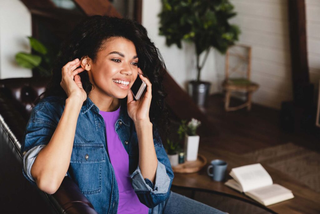 A woman talking on the phone