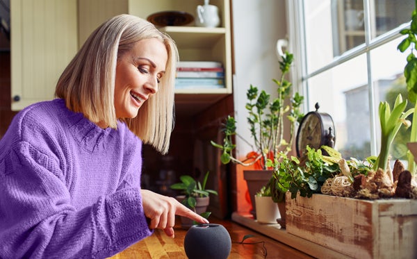 female using speaker