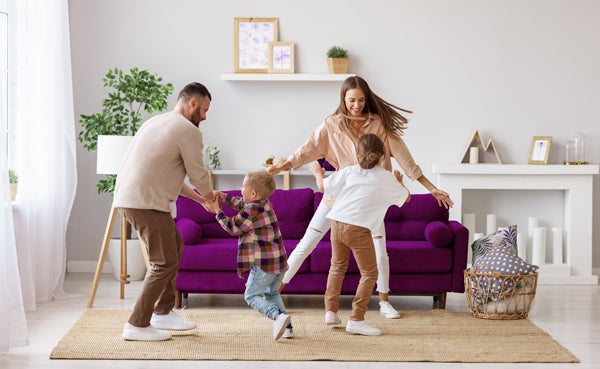 happy family dancing