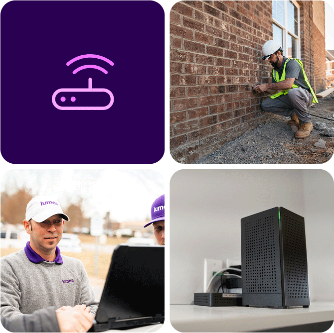 collage of setting up internet